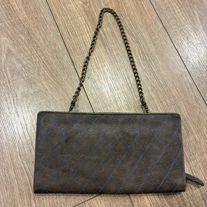 Baggit Elegant Brown gray with blue stitching Chain Clutch